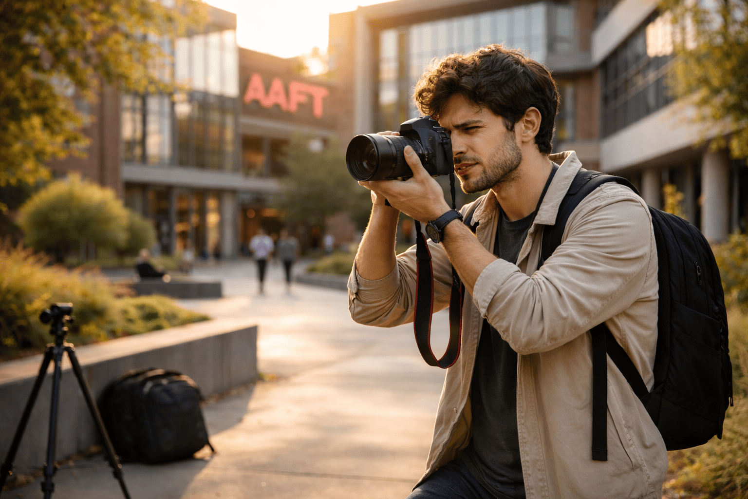 Photographer at AAFT during golden hour 1